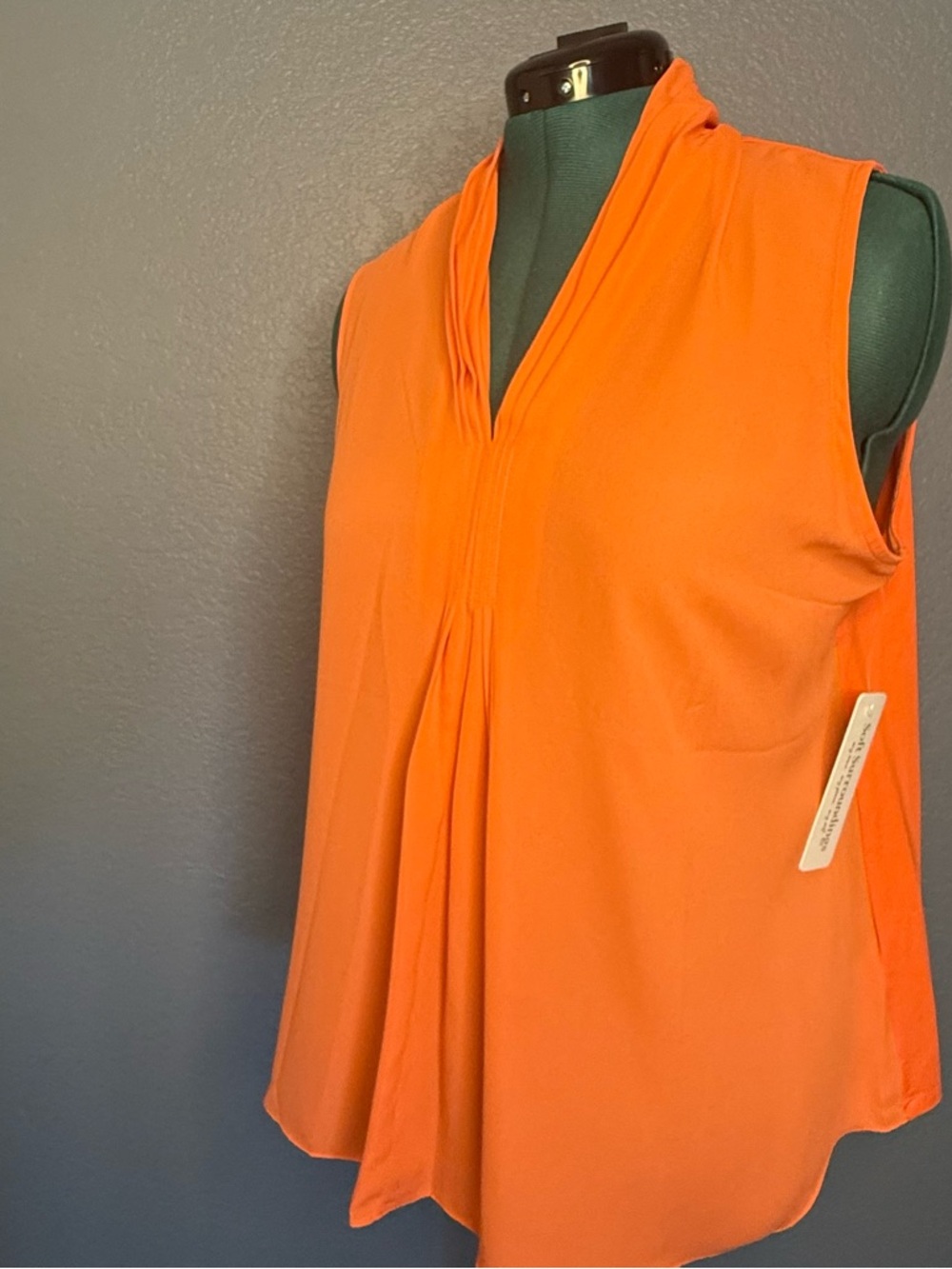 Soft Surroundings NWT Orange Sleeveless Blouse Draped Neck Top Size Large Flowy - Picture 2 of 8